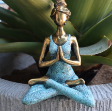 Yoga Lady Figure - Bronze and Turquoise 24cm