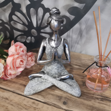 Yoga Lady Figures  Silver and White 24cm
